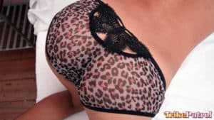 Leopard print panties on a Perfect Asian Teen