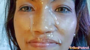 Slutty Asian Girl with cum on her face