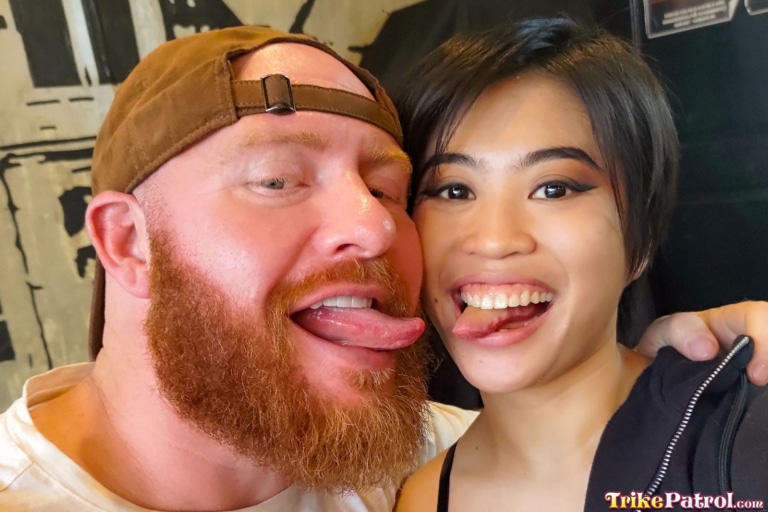 Lucky stud recognizes popular sex star while out on patrol