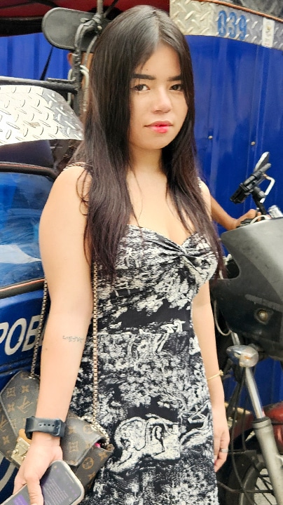 Shy Pinay Chantel Malagu poses near trike