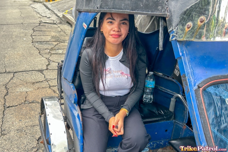 Sexy Filipina with nice rack sits in trike