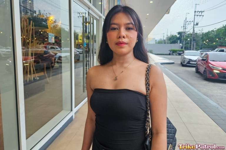 Sexy young Pinay on Manila street ready to film
