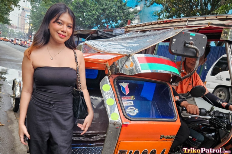 Beautiful young Filipina ready to board Trike in Manila